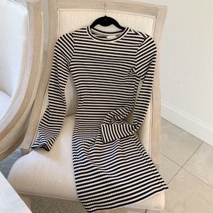 Striped tight fitting midi dress